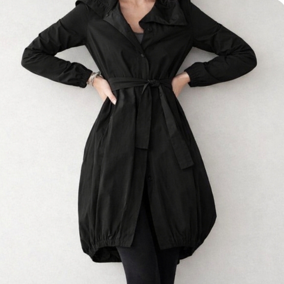 Eileen Fisher | Black Bubble Hemli Trench Coat ⭐️ Host Pick⭐️x 2 - Picture 2 of 10